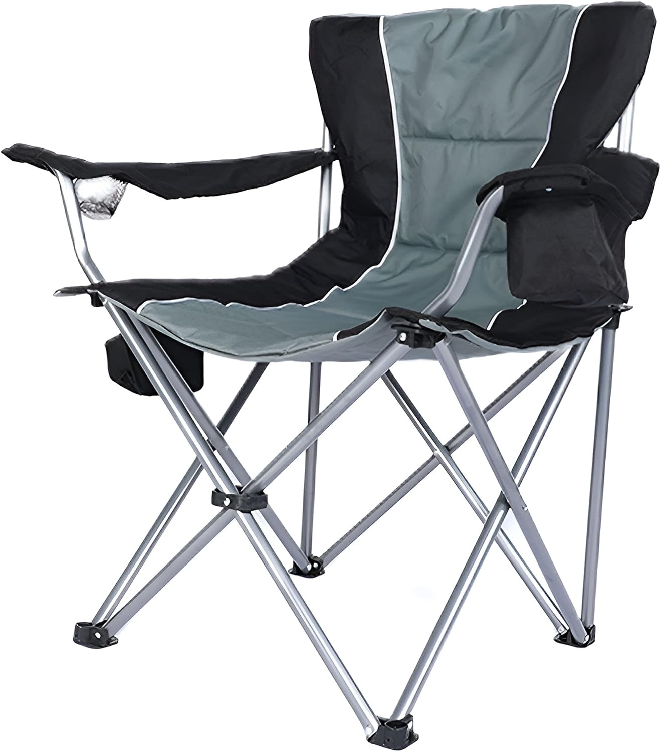 YSSOA Oversized Folding Camping Chair | Heavy-Duty Steel, Cup Holder, Side and Cooler Bag